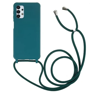 Abbildung von CoverKingz Handykette kompatibel mit Samsung Galaxy A13 4G/A13 5G/A04s Handyhülle Case Phone Strap Silikonhülle Cover Handy Hülle zum Umhängen Dunkelgrün