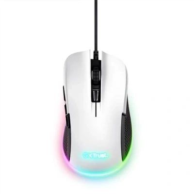 Abbildung von Trust Gaming GXT 922W Ybar Maus, 68% Recycelten Materialien, RGB LED Beleuchtung, 6 Programmierbare Tasten, 200 7200 DPI, USB Kabel 2,1 m, PC Maus mit Software für Computer/Laptop Weiß