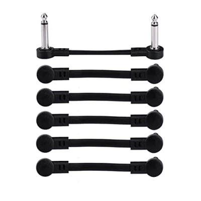 Abbildung von Rayzm Guitar Patchkabel, 6,35 mm abgewinkeltes Instrumenten Jumperkabel für Gitarren /Bass Effektpedale, 5cm Pedal Board (6 Pack)