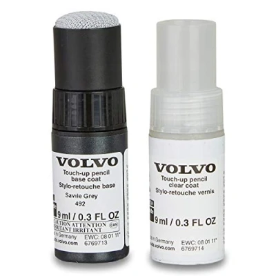 Abbildung von Volvo Original 492 Savile Grey Pearl Lackstift Set 9ml Basislack, Klarlack Lackreparatur Ausbesserungslack grau 31266579
