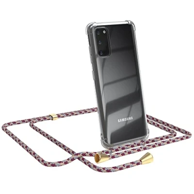 Abbildung von EAZY CASE Handykette kompatibel mit Samsung Galaxy S20 / 5G Handyhülle Umhängeband, Handykordel Schutzhülle, Silikonhülle, Hülle Band, Stylische Kette, Bordeaux Camouflage