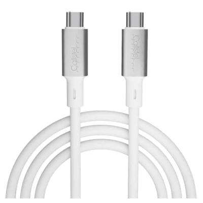 Abbildung von Callstel USB Type C Ladekabel: Ultraflexibles Silikon Lade /Datenkabel C/ C, 100 W PD, 2 m, weiß (Datenübertragungskabel Kabel)