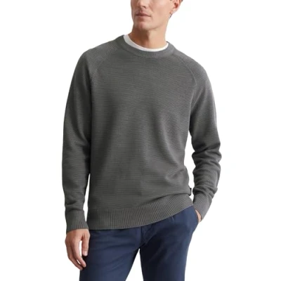 Abbildung von Marc O&#039;Polo Crewneck WITH Raglan WAVE Structure Strickpullover, Herren, Größe: Large, Gray pin