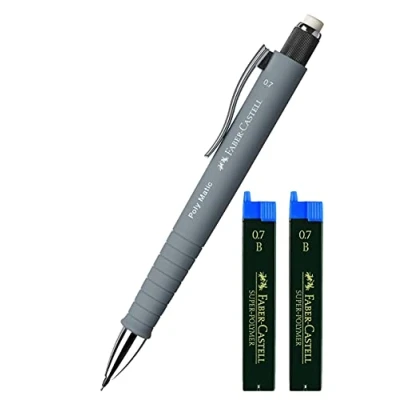 Abbildung von Faber Castell 133388 Druckbleistift Poly Matic, 0.7 mm (Grau + Ersatzminen)