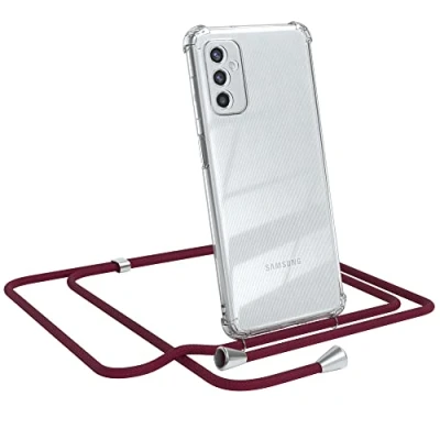 Abbildung von EAZY CASE Handykette kompatibel mit Samsung Galaxy M52 5G Handyhülle Umhängeband, Handykordel Schutzhülle, Silikonhülle, Hülle Band, Kette Hülle, Burgunder Rot