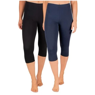 Abbildung von SES Capri Leggings Damen Schwarz/Navy Blue (44/46) 2er Pack aus Baumwolle/blickdichte Leggings/elastische Leggins 3/4 lang Baumwolle/Damen