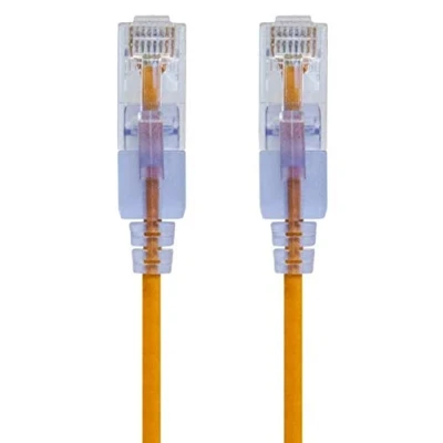 Abbildung von Monoprice Cat6A Ethernet Patchkabel 30 MHz Gelb (10 Stück) snagless RJ45 550 UTP reines blankes Kupferdraht 10G 30AWG SlimRun Serie