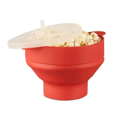 Abbildung von relaxdays Schüssel 2 x Popcorn Maker Silikon rot,