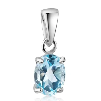 Abbildung von Materia Kettenanhänger Blautopas Anhänger Edelstein oval KA 204, 925 Sterling Silber, rhodiniert