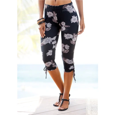 Abbildung von LASCANA Caprileggings, mit seitlicher Raffung und Allover Druck, 3/4 Länge, Stretch