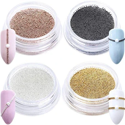 Abbildung von GZMAYUEN Kaviar Perlen Nägel 3D Mini Micro Nail Art Silber Gold Roségold Schwarz 4Pcs 0.4mm Nailart Strasssteine Nagelkaviar Nagel Dekor