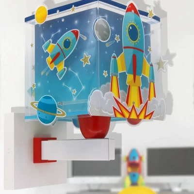 Abbildung von Dalber kinder Wandlampe, Kinderlampe Wandleuchte Rocket Raum Rakete Sonnensystem, 63539, E27