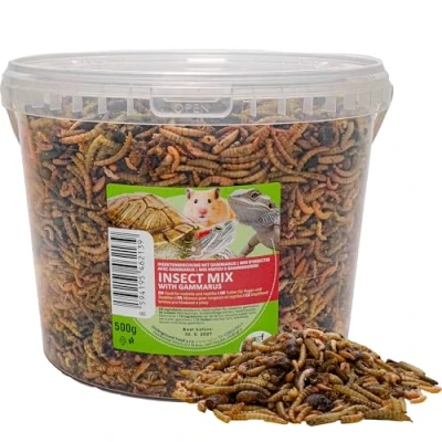 Abbildung von UGF Insektenmischung mit Gammarus, 3 Liter = 500g, Igelfutter, Rennmausfutter, Hamsterfutter, Rattenfutter, Eidechsenfutter Mehlwürmer, Soldatenfliegenlarven, Seidenraupen, Gammarus