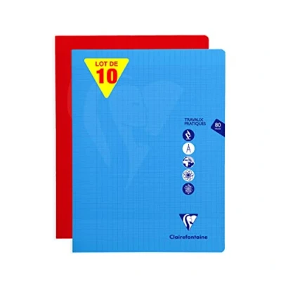 Abbildung von Clairefontaine 303327C Packung mit 10 Heften Mimesys DIN A4+ 24x32 cm, 40 Blatt französische Lineatur 90g &amp; blanko 125g, farbig sortiert, 1 Pack