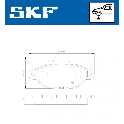 Abbildung von SKF VKBP 80162 E Bremsbelagsatz inkl. Verschleißwarnkontakt FIAT: Panda II Schrägheck