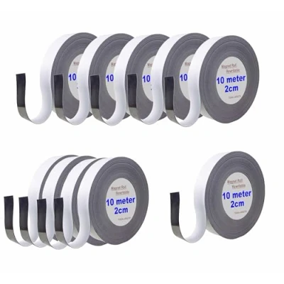 Abbildung von TUKA 100m x 20mm 1mm Magnetband Wiederbeschreibbar, Kennzeichnungsband für Lagerkennzeichen, Whiteboard, Kühlschrank, Magnettafeln usw. Beschreibbar Abwichbar Zuschneidbar, 10x10m Weiß TKD9046
