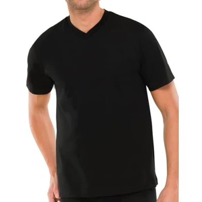 Abbildung von Schiesser American Vneck MPACK:2 Nachtwäsche Shirt, Herren, Größe: XXL, Black