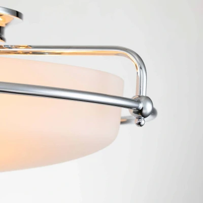 Abbildung von Quoizel QZ Griffin F PC Deckenleuchte E27 40W Stahl, Opalglas; Chrom poliert B:42.2cm Ø42.2cm dimmbar