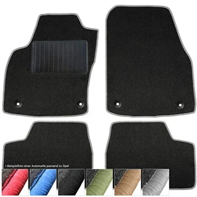Abbildung von moto MOLTICO Fußmatten Auto Velours Autoteppiche Schwarz Automatten Set 4 teilig passend für Opel Insignia I 2008 2017 (Graue Ziernähte)