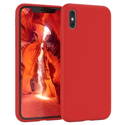 Abbildung von EAZY CASE Premium Silikon Handyhülle kompatibel mit iPhone X/XS, Slimcover Kameraschutz und Innenfutter, Silikonhülle, Schutzhülle, Bumper, Handy Case, Hülle, Softcase, Rot