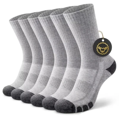Abbildung von YouShow Merino Wandersocken Herren Damen Gepolstert Anti Blasen Outdoor Trekking Socken Merinowolle Unisex 3 Paar Grau 35 38