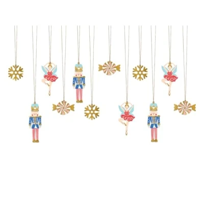 Abbildung von PartyDeco Geschenkanhänger Nussknacker 4 6,5 x 12cm 1 Set Papieranhänger zum Aufhängen Festliche Weihnachtsanhänger Hängedeko Weihnachtsdeko Gold Rot Blau