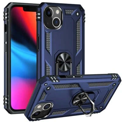 Abbildung von Max Power Digital Hülle für iPhone 13 Standfunktion Drehbar Ringhalter 360 Grad Case Cover Magnet Bumper Handyhülle Outdoor Hart Hardcase Mit Ring (iPhone 13, Blau)