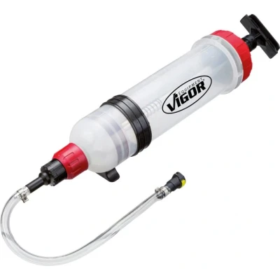 Abbildung von ViGOR V4201 Vakuumpumpe I inklusive fünf Adapter, Fassungsvermögen: 1,5 Liter manuelle zum Absaugen und Einfüllen von Fahrzeugflüssigkeiten