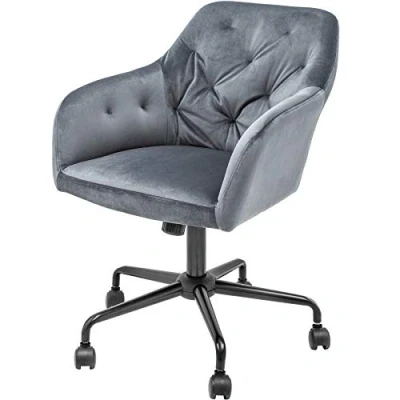 Abbildung von Invicta Interior Höhenverstellbarer Bürostuhl Dutch Comfort grau Samt mit Steppung Stuhl Bürosessel Leichtlaufrollen