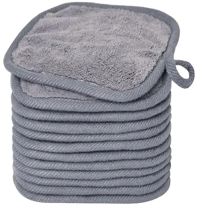 Abbildung von BloomSesame Abschminktuch aus Mikrofaser Wiederverwendbar Gesichtsreinigungstuch Make Up Entferner Tuch Grau（5 x 5inch 12 Stück）