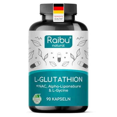 Abbildung von L Glutathion Hochdosiert Kapseln Reduziertes &amp; Bioaktives 500 mg pro Tagesdosis Optimale Formel mit NAC, Alpha Liponsäure Glycin Vegan, Ohne Zusätze