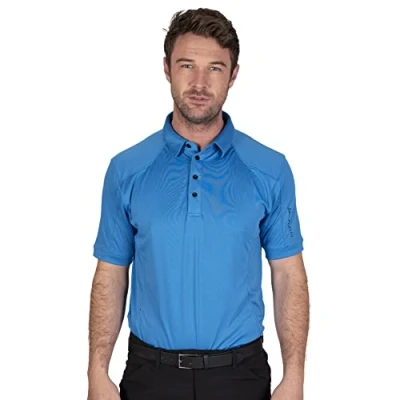 Abbildung von Island Green IGTS1648 4 Knopf Cool Pass Poloshirt für Herren, Himmelblau, XL