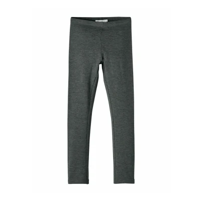 Abbildung von NAME IT Mädchen Nkfdavina Solid SWE Bru Noos Leggings, Dark Grey Melange, 122 EU