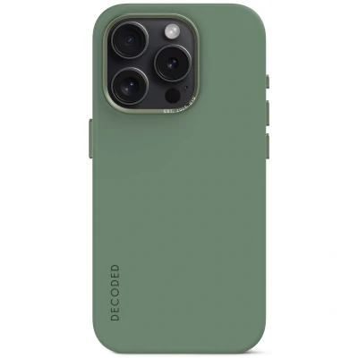 Abbildung von Apple iPhone 15 Pro Max Hülle MagSafe Silikon Decoded Soft Case/Backcover Handyhülle Grün