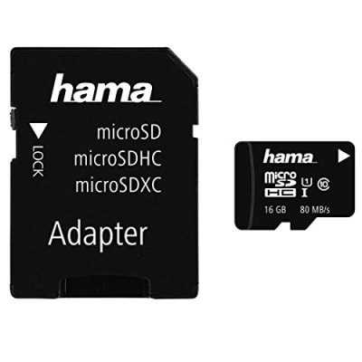 Abbildung von Hama microSDHC 16GB Class 10 UHS I 80MB/s +Adapter/Foto Speicherkarte (16 GB, 10, 80 MB/s Lesegeschwindigkeit)