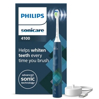 Abbildung von Philips Sonicare 4100 elektrische Zahnbürste mit Schalltechnologie und zwei Modi, Andruckkontrolle SmarTimer, Blau Prismatic, Modell HX3689/42