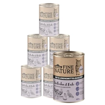 Abbildung von Dehner Fine Nature Katzenfutter, Nassfutter getreidefrei, für ältere Katzen, Truthahn / Ente, 6 x 400 g Dose (2.4 kg)