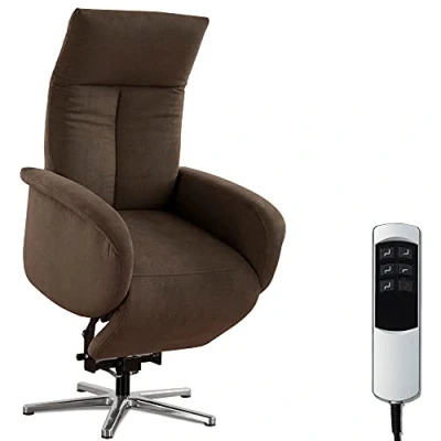 Abbildung von CAVADORE TV Sessel Juba / Pflegeleichter Fernsehsessel mit Aufstehhilfe + elektrisch verstellbarer Relaxfunktion 2 E Motoren 75 x 112 82 Soft Clean Bezug, Braun