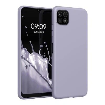 Abbildung von kwmobile Hülle kompatibel mit Samsung Galaxy A22 5G weiches TPU Silikon Case Cover geeignet für kabelloses Laden Pastell Lavendel