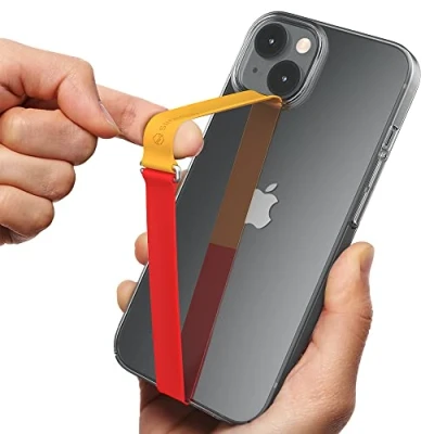 Abbildung von Sinjimoru Silikon Handy Fingerhalter mit Clip, Halter Finger für Handyhülle im neuen Design Fingerhalterung Phone Strap iPhone &amp; Android. Sinji Loop Clip Two Tone 230 Mandarin Rot