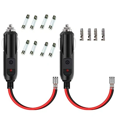 Abbildung von GTIWUNG 2 Stück Zigarettenanzünder Stecker, 12V Autostecker mit 4 10A/15A Sicherung, KFZ Stromversorgung Kordel für tragbare DVD Player, Auto, LKW, Bus Kamera, Auto DVR