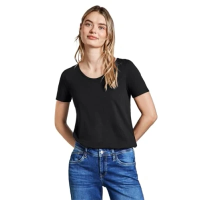 Abbildung von STREET ONE Damen A322897 Basic T Shirt in Unifarbe, Black, 42