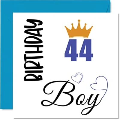 Abbildung von Stuff4 Geburtstagskarte zum 44. Geburtstag für Männer Happy Karten 44 Jahre alten Mann Vater Bruder Onkel Cousin Freund Neffe, 145 mm x Forty Fourth Grußkarten Geschenk