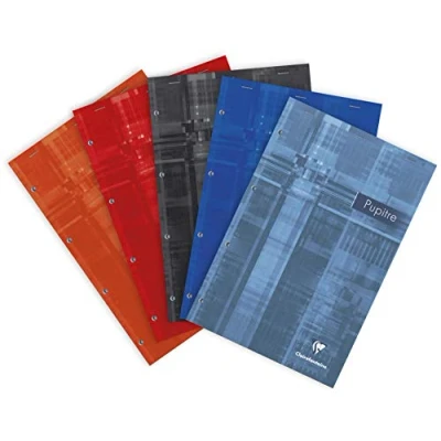 Abbildung von Clairefontaine 66135C Block Pupitre DIN A4+ 21x31,8cm, kopfseitig geheftet, mikroperforiert, 4 fach gelocht, 80 Blatt 90g, liniert mit Rand, farbig sortiert, 1 Stück