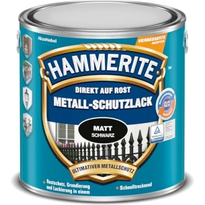Abbildung von AKZO NOBEL (DIY HAMMERITE) Metall Schutzlack Matt, 2,5L, Schwarz, 5134939, 2,5 Liters