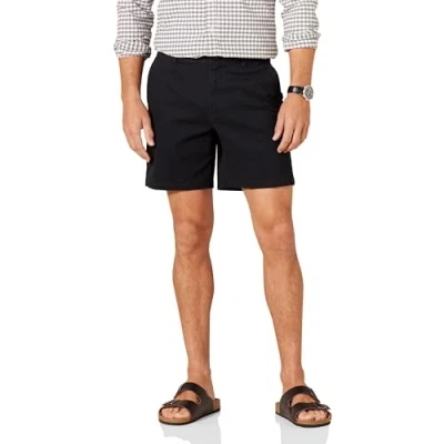 Abbildung von Amazon Essentials Herren 18 cm Lange Stretch Chinohose mit schmaler Passform, Schwarz, 40W