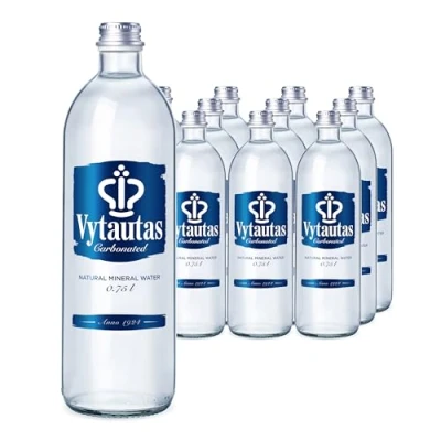 Abbildung von VYTAUTAS Natürliches Mineralwasser mit Kohlensäure 750 ml glas (12er Pack) Für Maximale Hydration, Reich an Essenziellen Mineralien wie Calcium, Magnesium, Funktionswasser, Hohe Mineralisierung