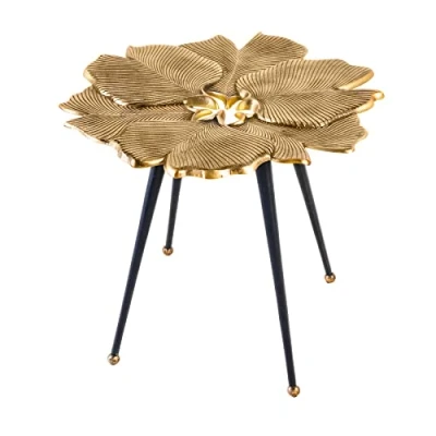 Abbildung von riess ambiente Beistelltisch GINKGO LEAFS 60cm gold / schwarz (Einzelartikel, 1 St), Wohnzimmer · Metall handmade Vintage
