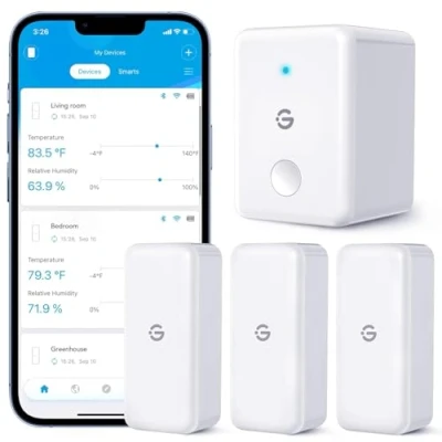 Abbildung von GoveeLife WLAN Hygrometer Thermometer Innen 3 Pack, Smart Temperatur und Luftfeuchtigkeitsmesser mit App Benachrichtigung Datenspeicherung, geeignet für Gewächshaus, Weinkeller