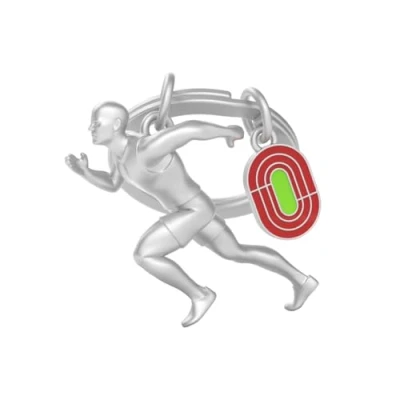 Abbildung von O meta[l]morphose METALMORPHOSE Schlüsselanhänger Metall 3D Leichtathletik Leidenschaft Sport, Geschenk für Herren, Damen, Olympische Spiele, silber, one size